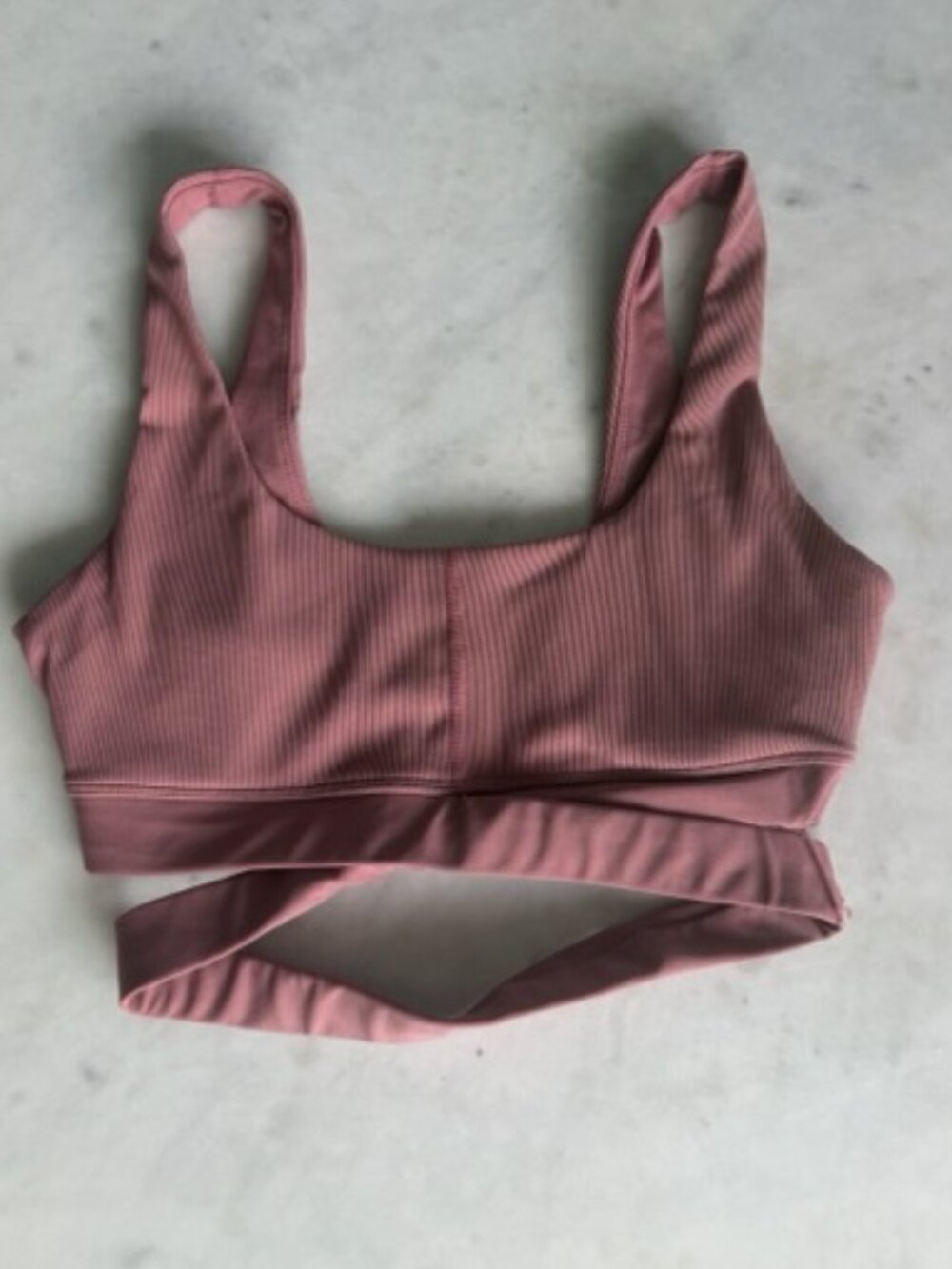 L*Space Active Bobby Bra Dusty Rose Ribbed Wrap Sports Bra Size S